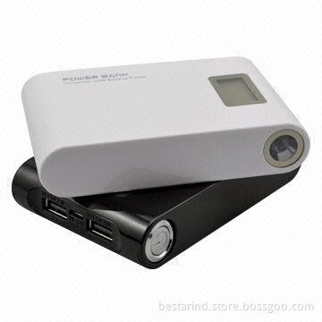 Double USB power banks with LED light, 10,000mAh